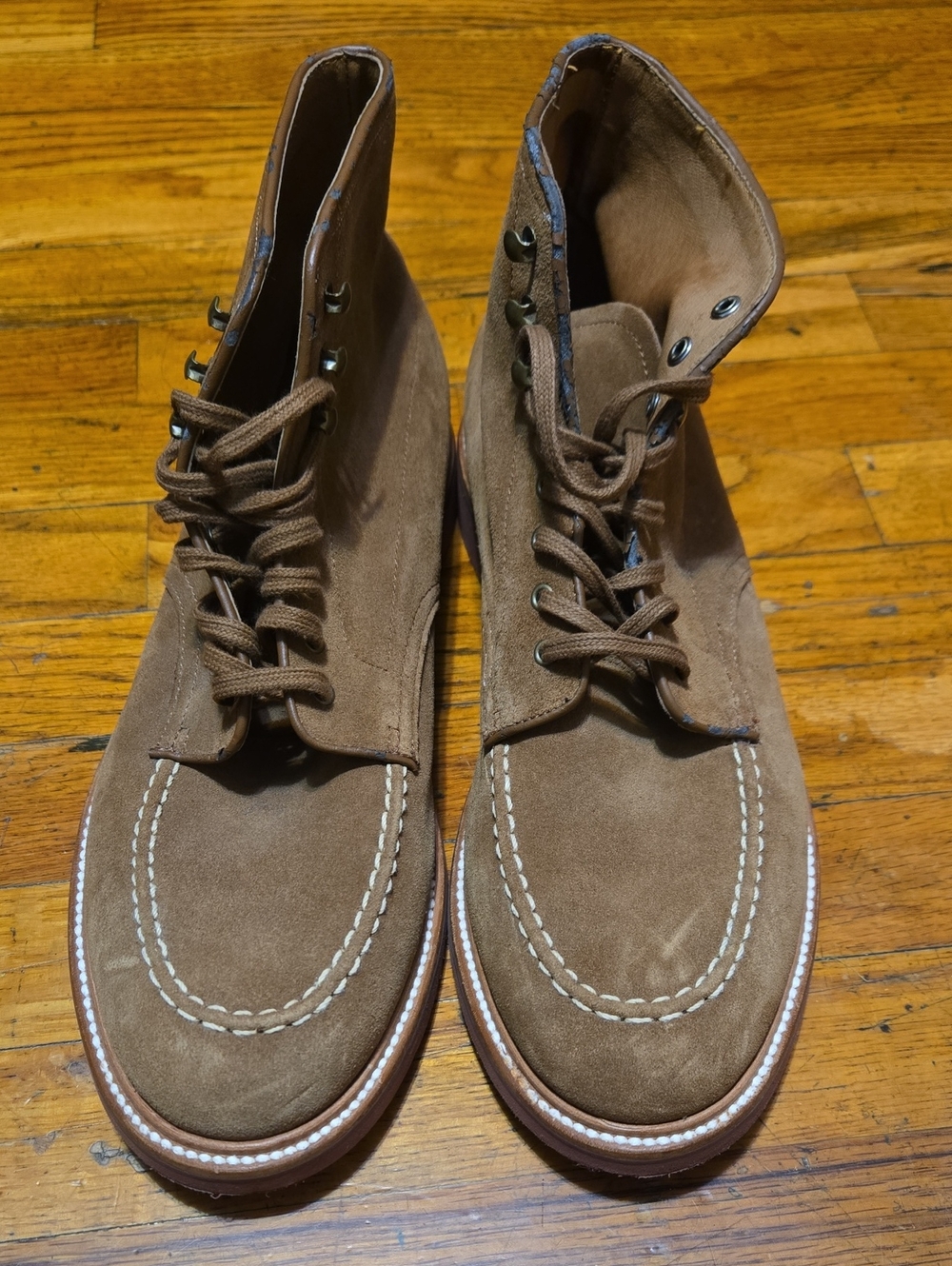 J.Crew Kenton Pacer Brown Snuff Suede Leather Boots Men 12 M Chukka Indy- FLAW